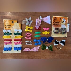 Vintage Kids Hair Clip Set - Pink, Blue, Green & Yellow